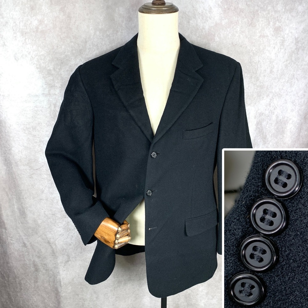 Brooks Brooks Blazer Jacket Men 41R Black Camel Hair Sport Coat Soft